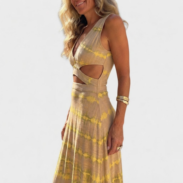Ella - Eleanor tie-dye cutout schlitz stretch kjole