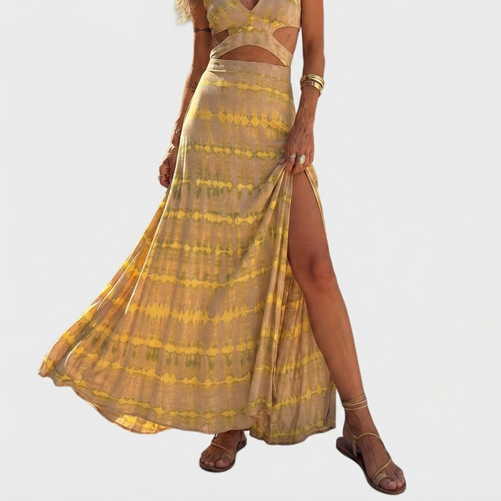 Ella - Eleanor tie-dye cutout schlitz stretch kjole