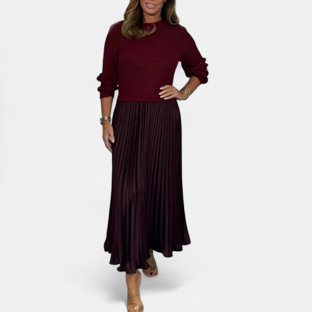 Claudia - Abito Maxi con Maglione e Gonna Plissettata