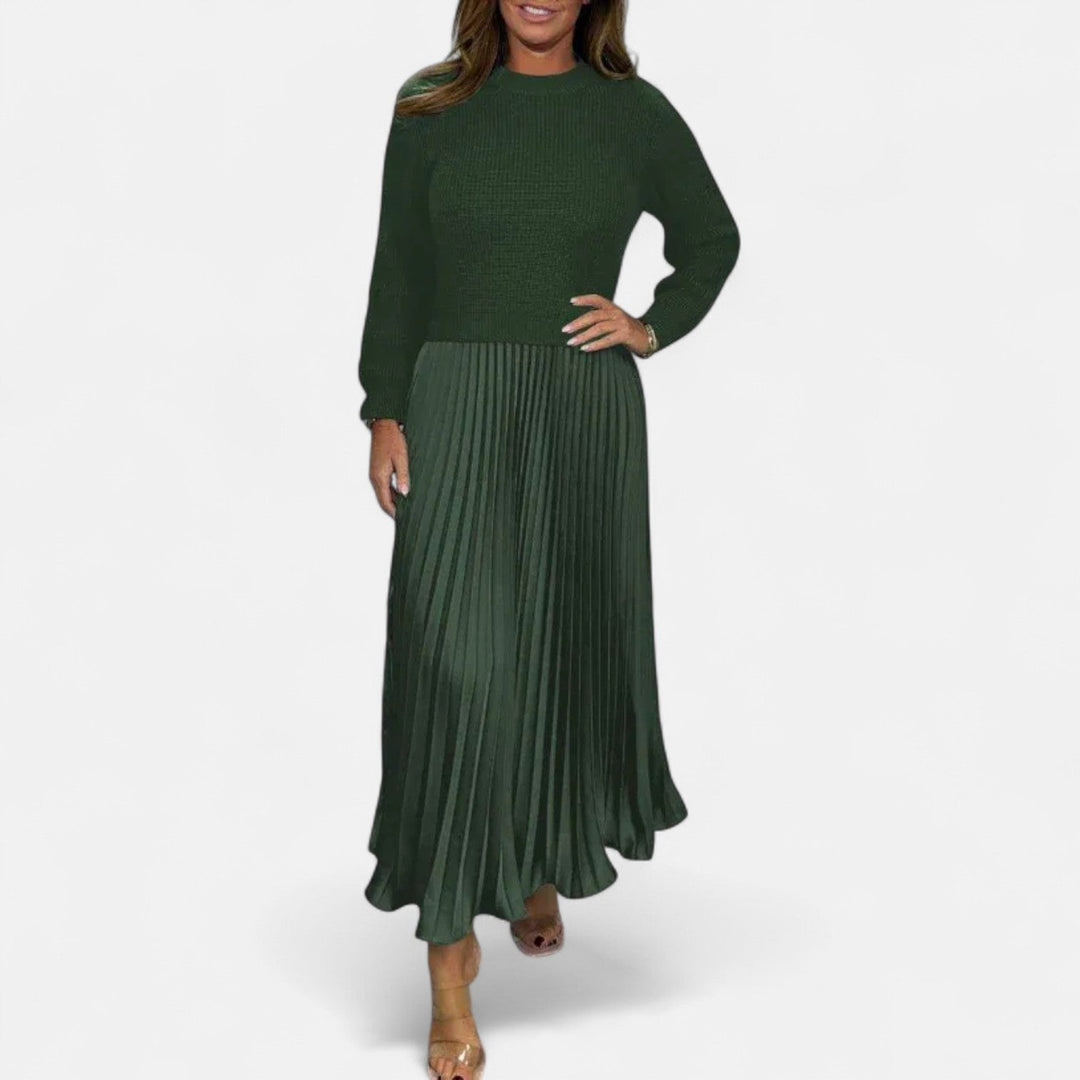 Claudia - Abito Maxi con Maglione e Gonna Plissettata