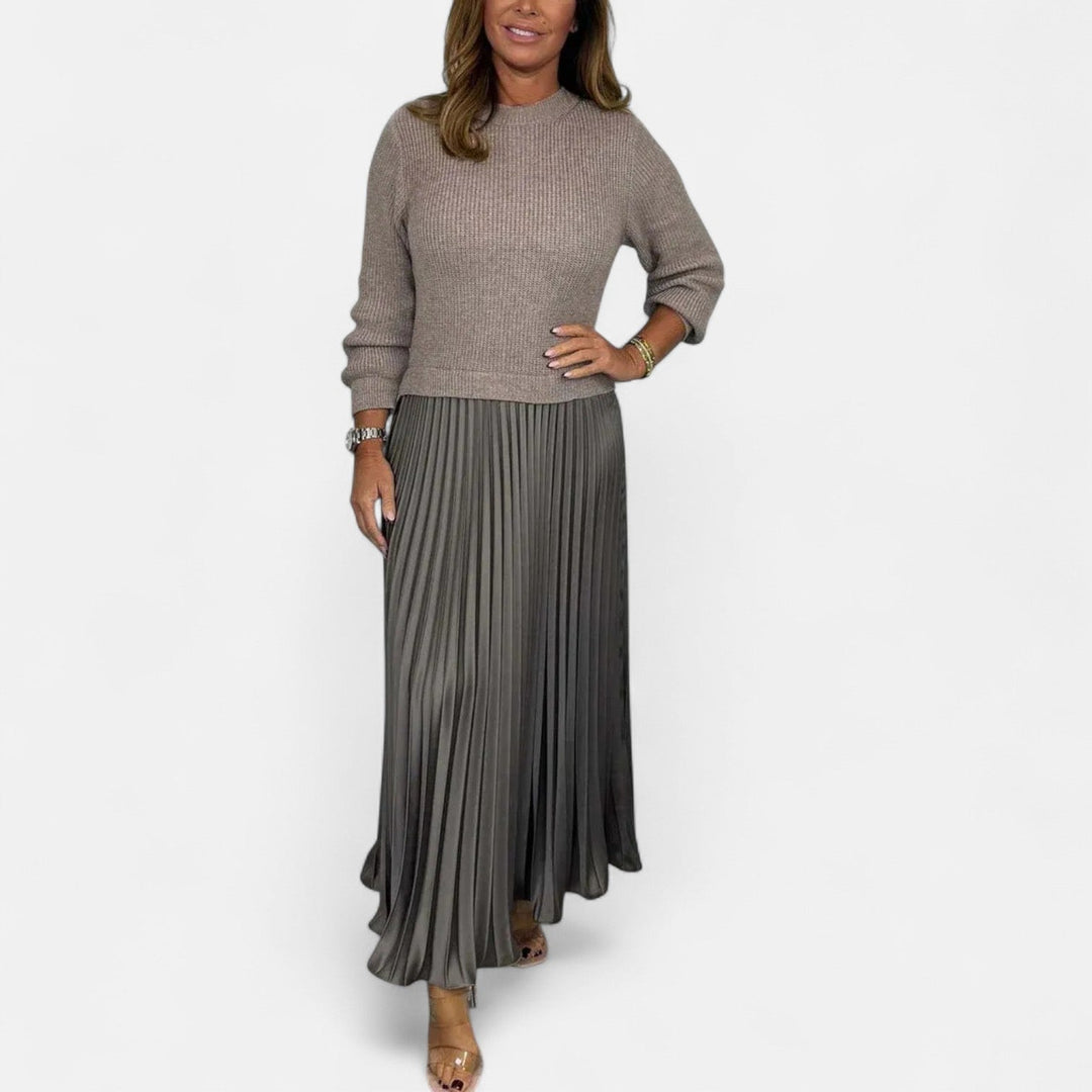 Claudia - Abito Maxi con Maglione e Gonna Plissettata