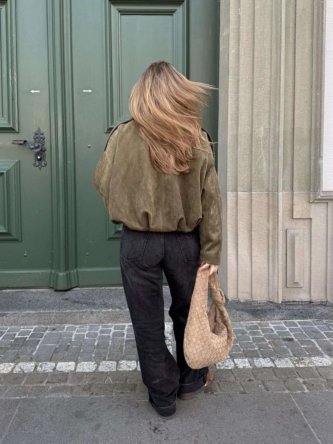 Beatrix | Elegante Bomberjacke für Damen mit strukturiertem Kragen und Kunstwildleder