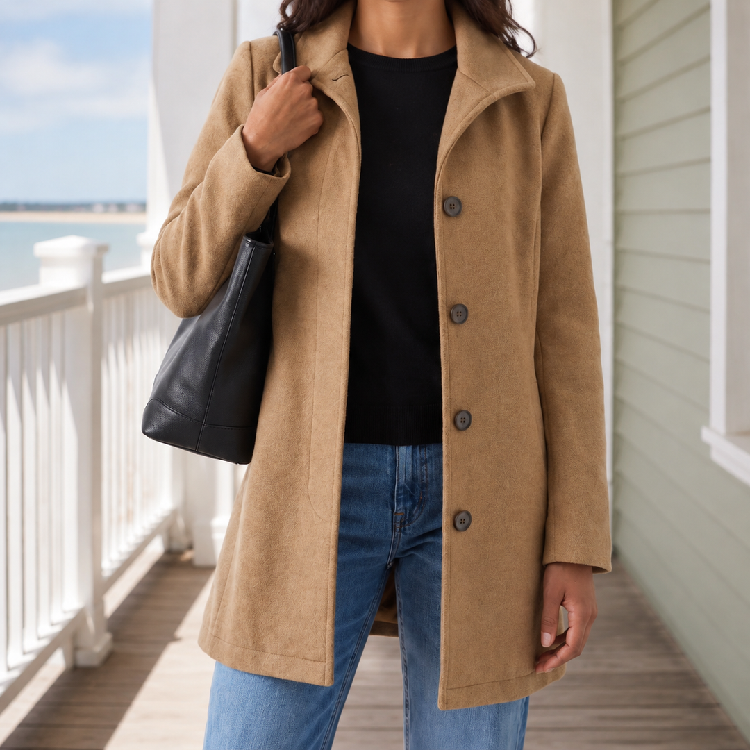 Raelynn | Tailored Women’s Wool Coat with Notched Collar and Single Breasted Front