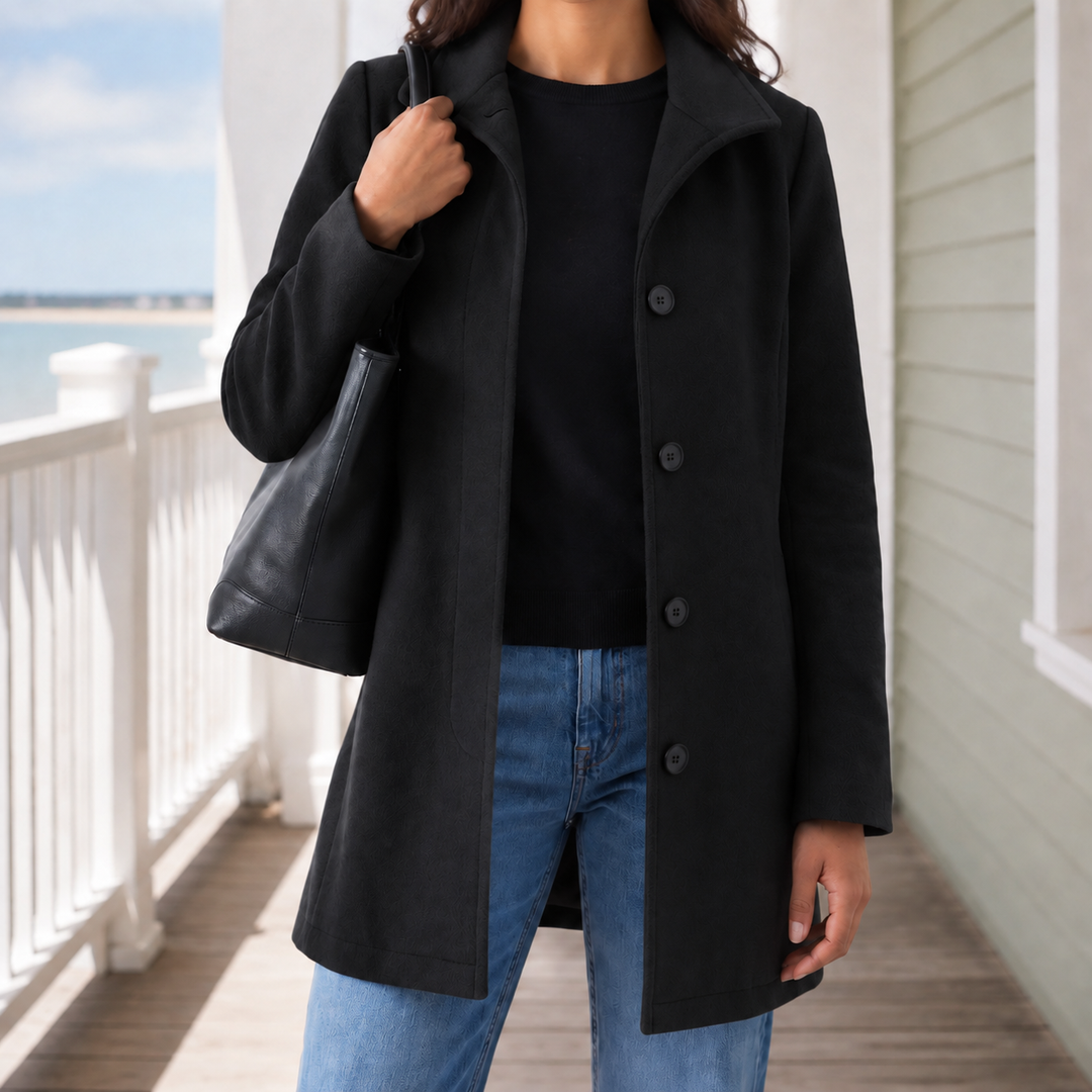 Raelynn | Tailored Women’s Wool Coat with Notched Collar and Single Breasted Front