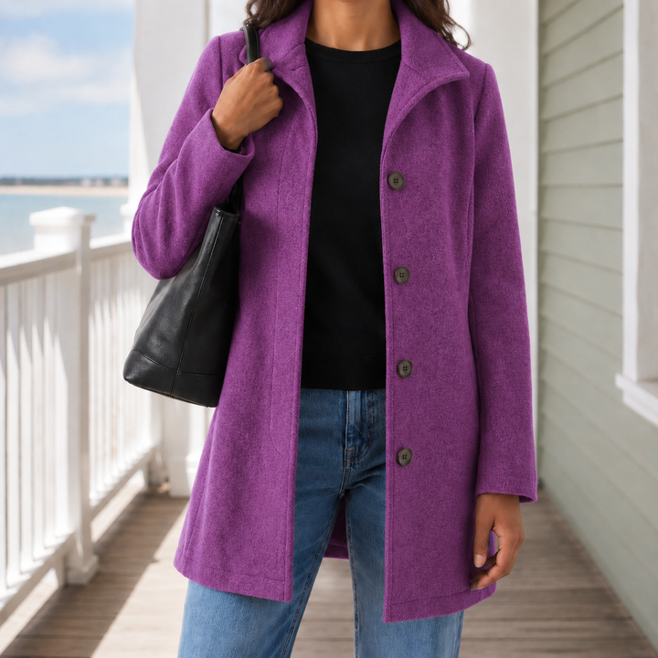 Raelynn | Tailored Women’s Wool Coat with Notched Collar and Single Breasted Front