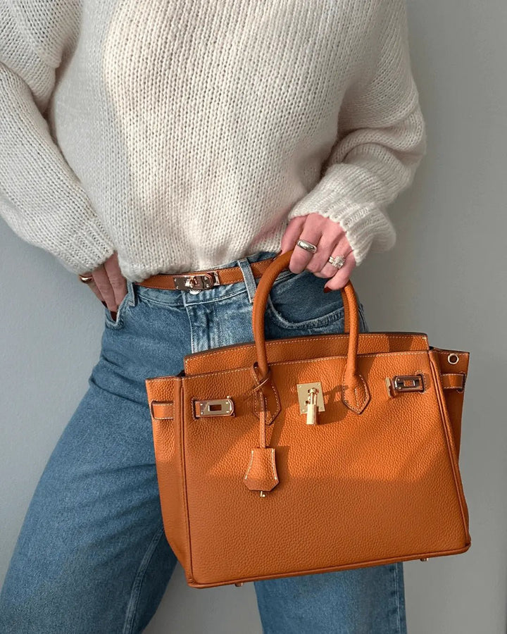 Victoria | Bolsa de mão clássica de couro com vários bolsos e fechamento seguro
