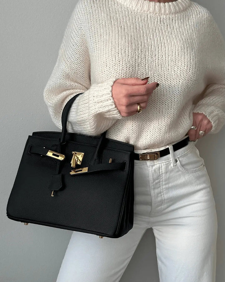 Victoria | Bolsa de mão clássica de couro com vários bolsos e fechamento seguro