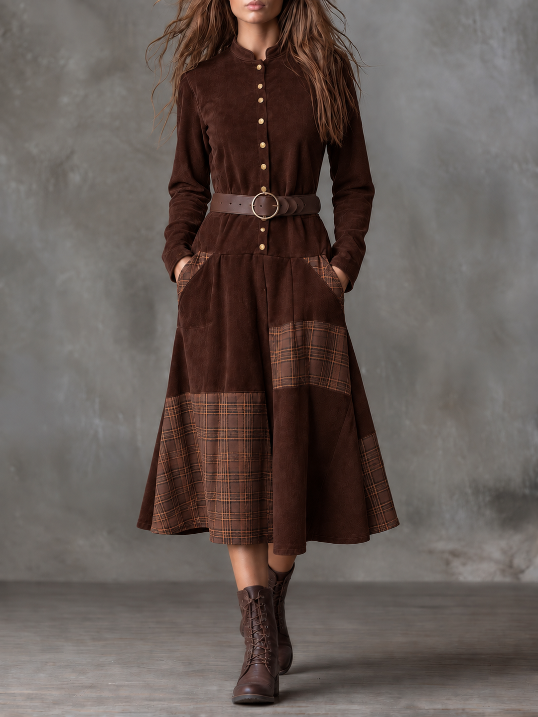 Izabella™ Vestido maxi de ante + cinturón gratis