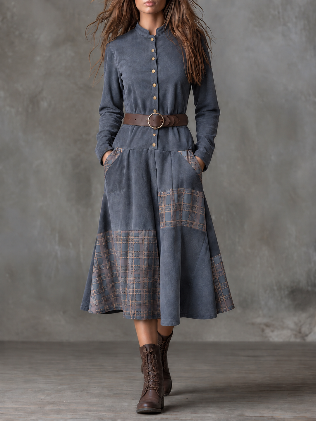 Izabella™ Vestido maxi de ante + cinturón gratis