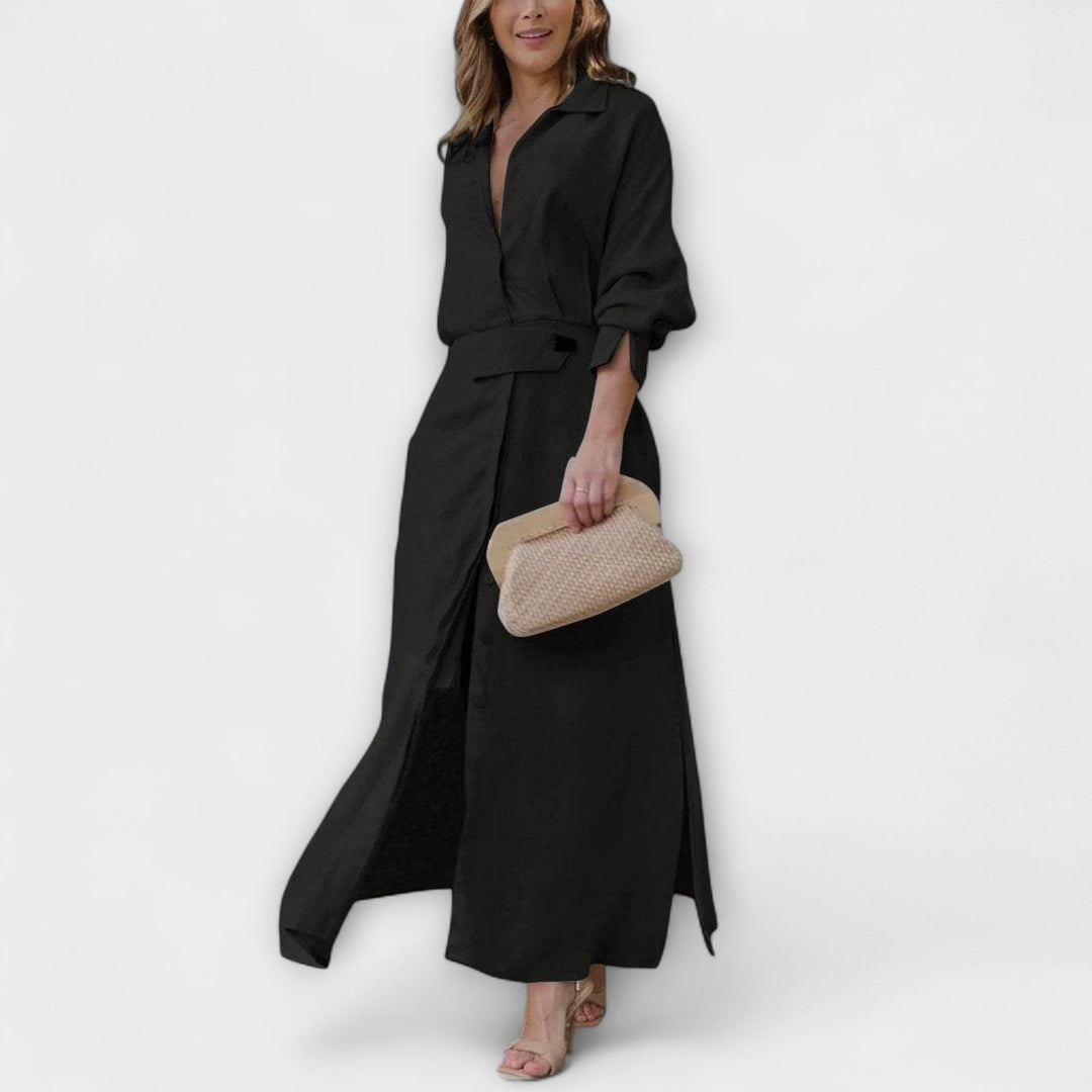 Jeanette - Vestido Maxi com Decote V