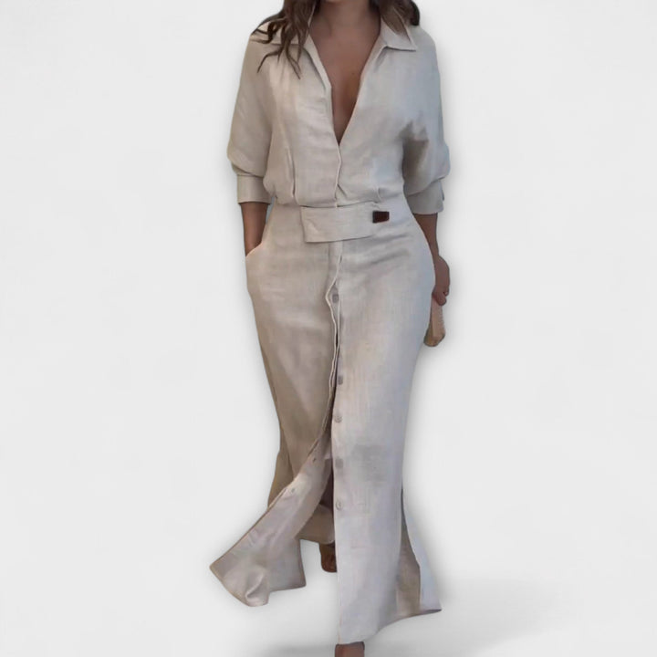 Jeanette - Vestido Maxi com Decote V