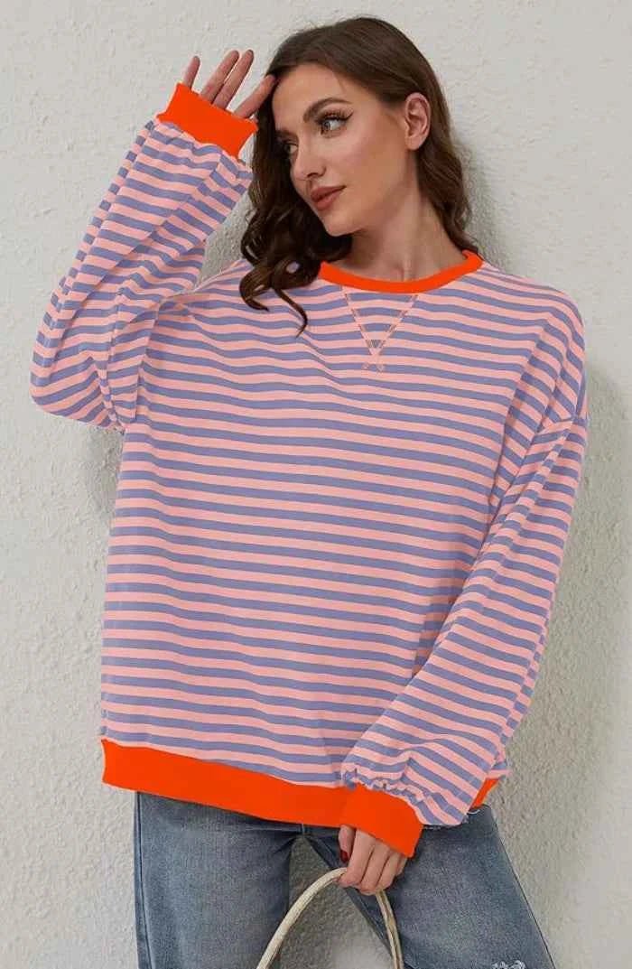 Marina | Jersey holgado de rayas con escote redondo y corte amplio
