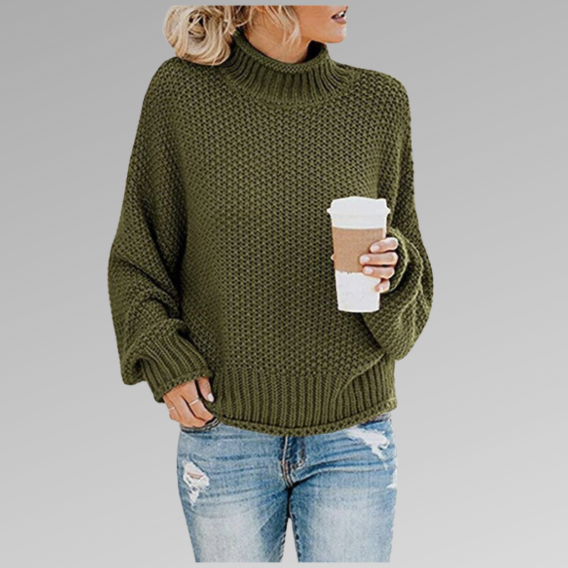 Women's Turtleneck Sweater Acrylic Blend Oversized Fit Chunky Knit Everyday