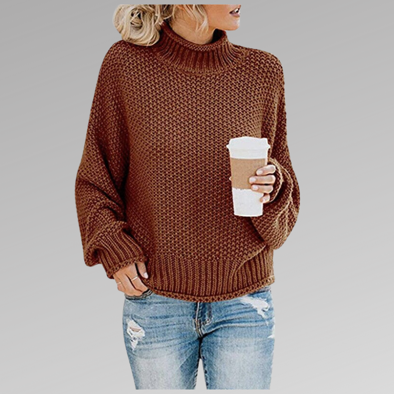 Women's Turtleneck Sweater Acrylic Blend Oversized Fit Chunky Knit Everyday