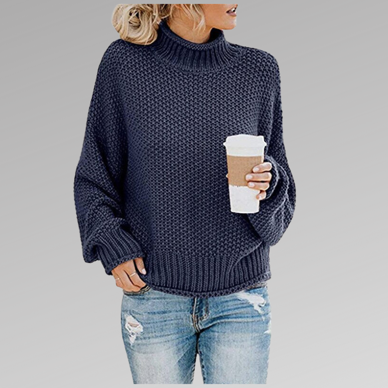Women's Turtleneck Sweater Acrylic Blend Oversized Fit Chunky Knit Everyday
