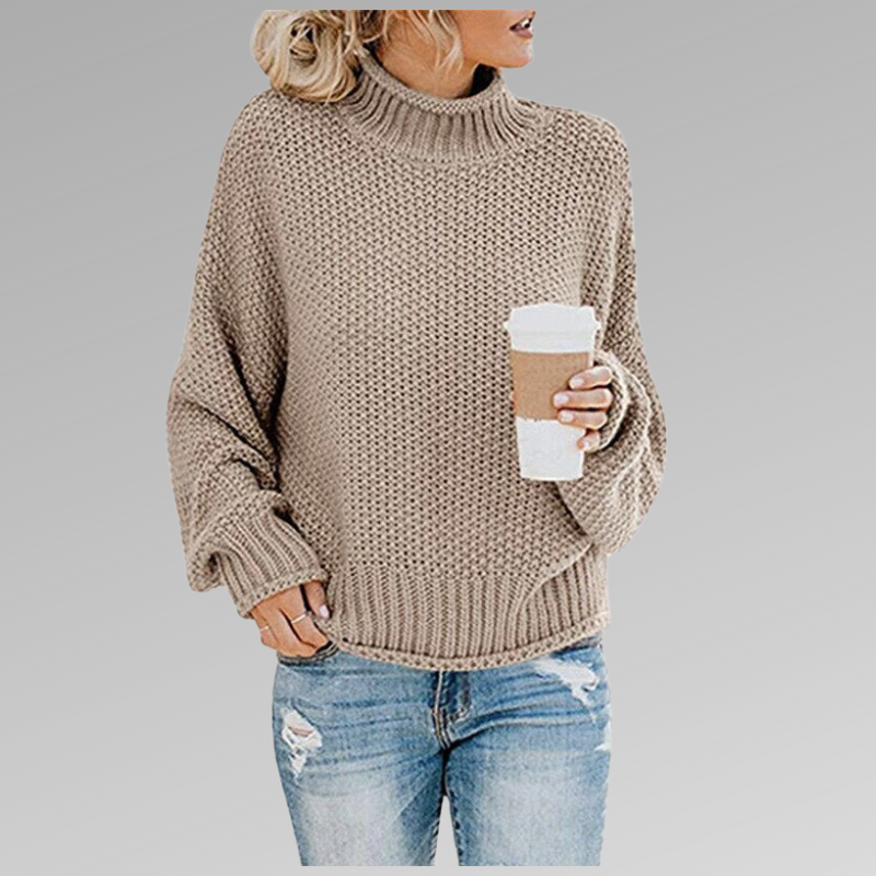 Women's Turtleneck Sweater Acrylic Blend Oversized Fit Chunky Knit Everyday