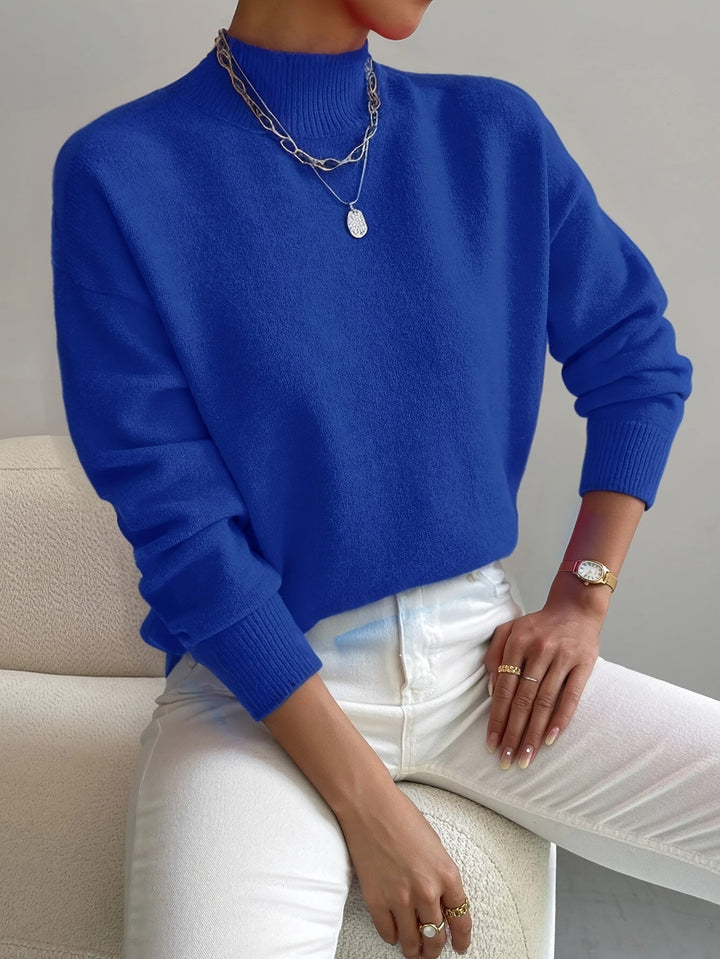 Hazel | Elegant Women's High Neck Knit Sweater with Straight Cut