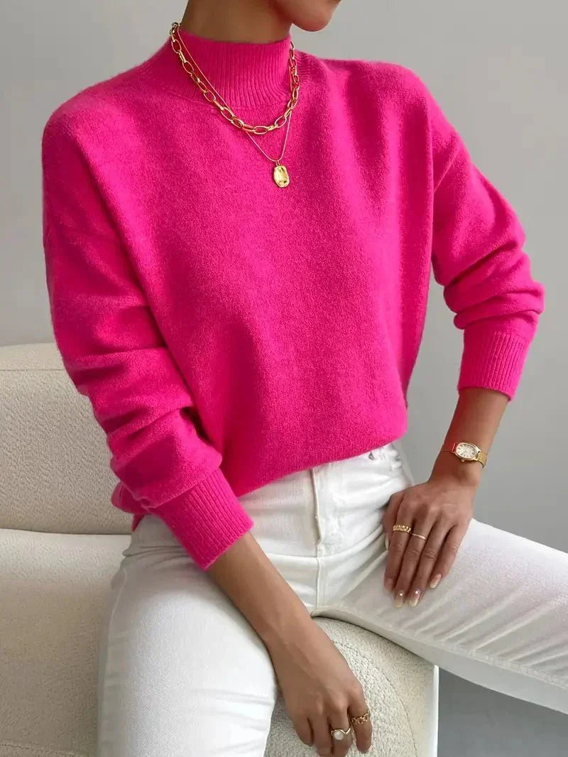 Laurel | Tidløs strikket rullekravesweater med høj hals og ribmanchetter