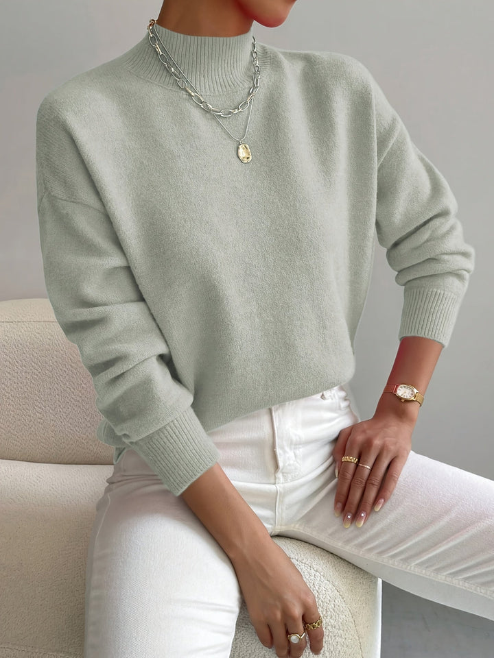 Hazel | Elegant Women's High Neck Knit Sweater with Straight Cut
