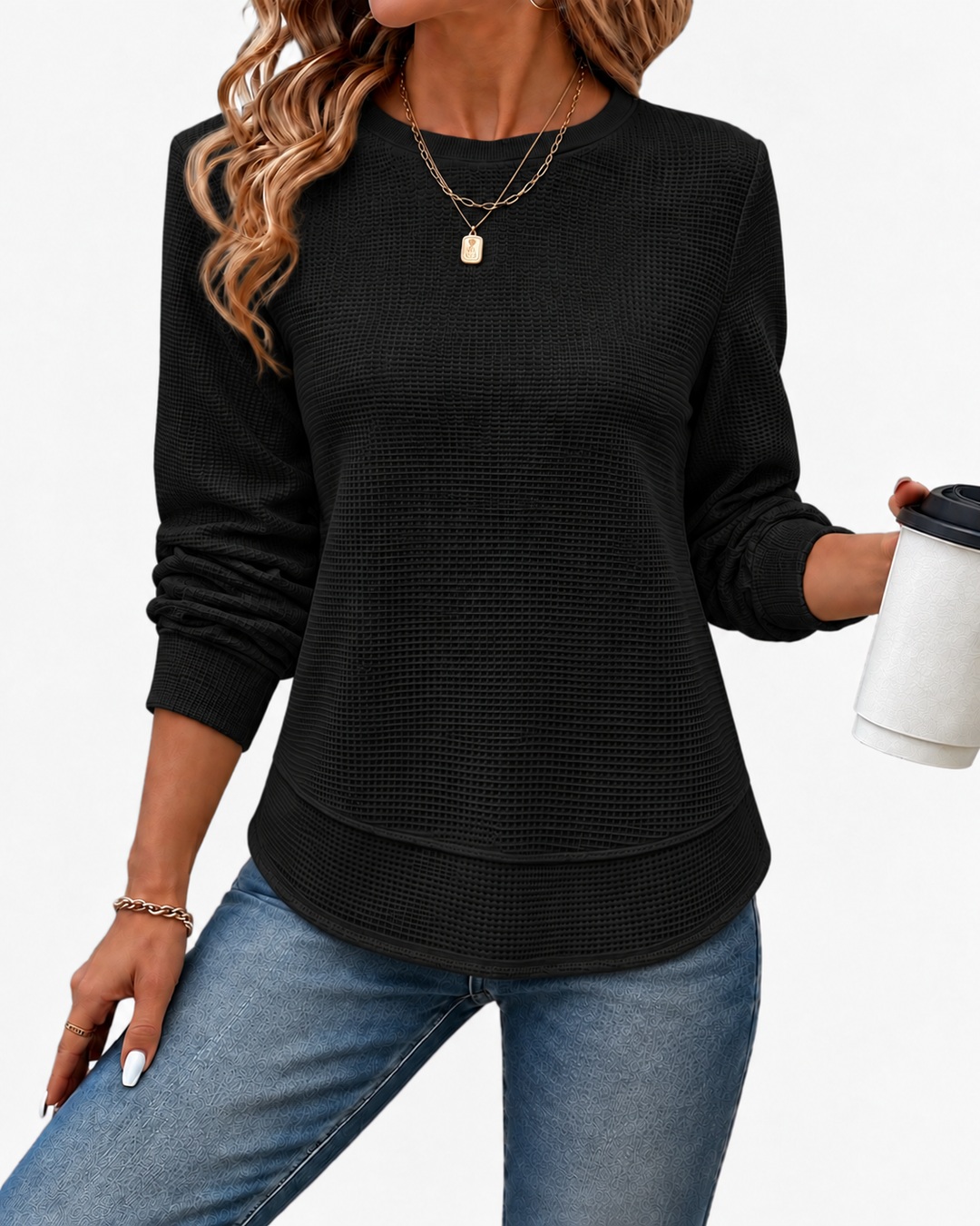 Nadyalyn | Elegante Maglia a Girocollo a Maniche Lunghe