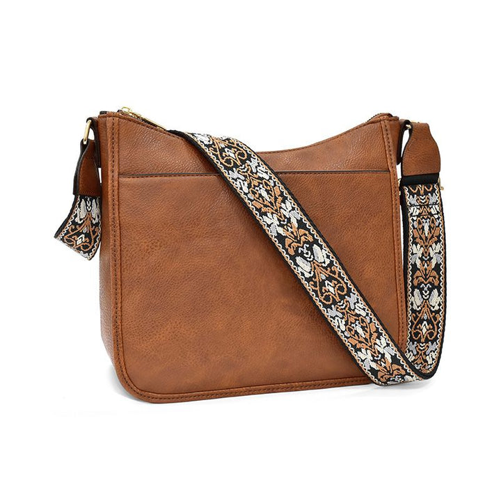 Roberta | Boho Crossbody Bag with Woven Strap and Zip Pocket