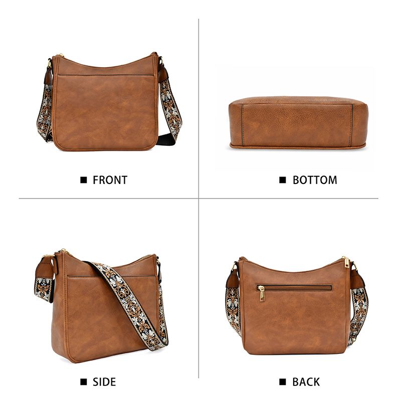 Roberta | Boho Crossbody Bag with Woven Strap and Zip Pocket