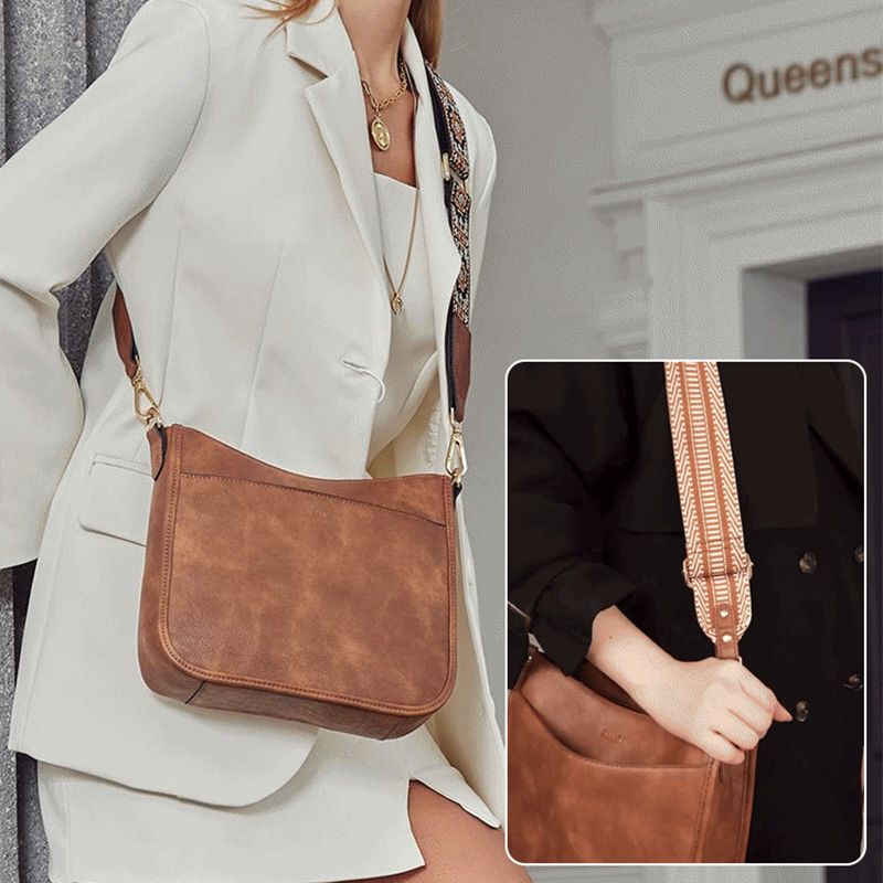 Roberta | Boho Crossbody Bag with Woven Strap and Zip Pocket