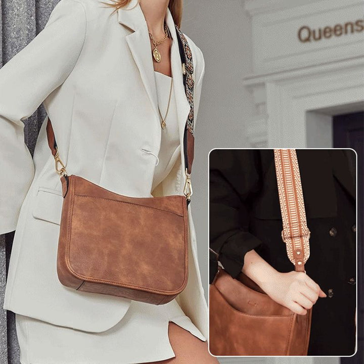 Roberta | Boho Crossbody Bag with Woven Strap and Zip Pocket