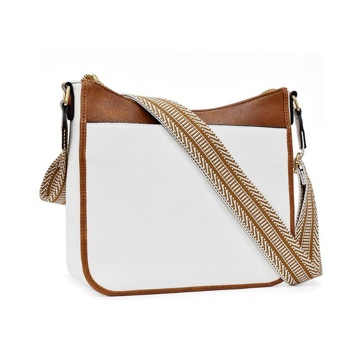 Roberta | Boho Crossbody Bag with Woven Strap and Zip Pocket