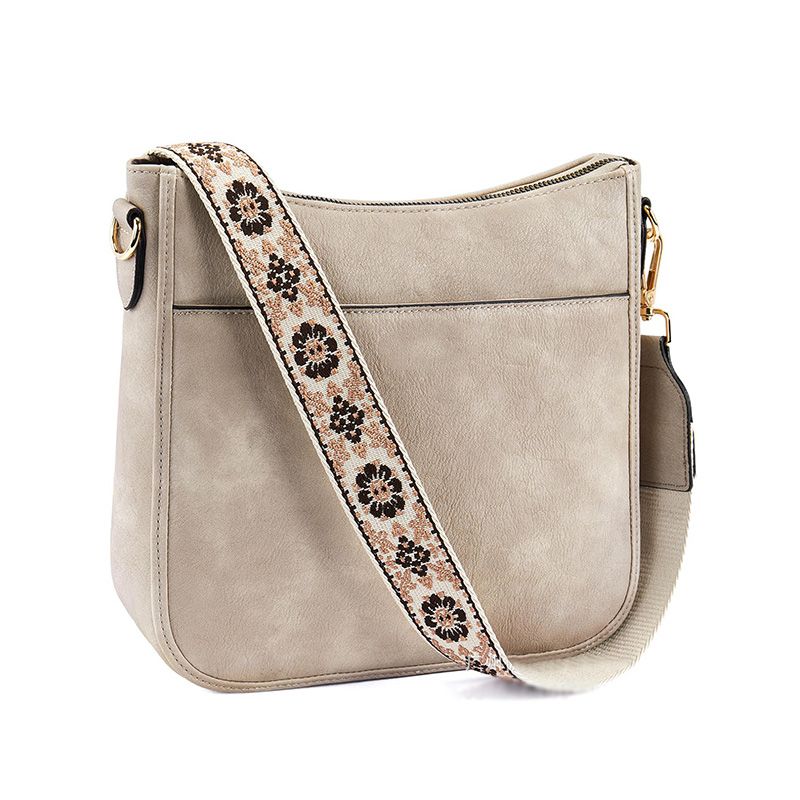Roberta | Boho Crossbody Bag with Woven Strap and Zip Pocket