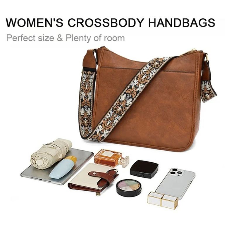 Roberta | Boho Crossbody Bag with Woven Strap and Zip Pocket