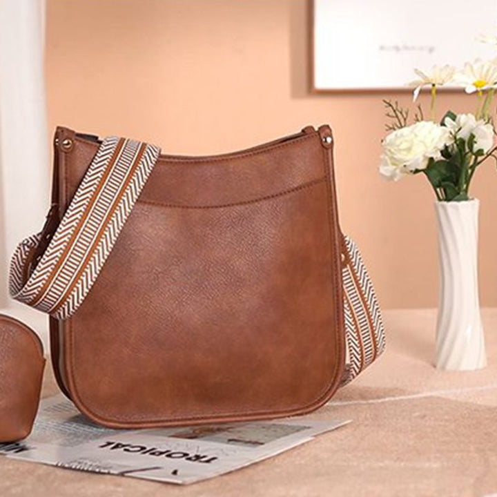 Roberta | Boho Crossbody Bag with Woven Strap and Zip Pocket
