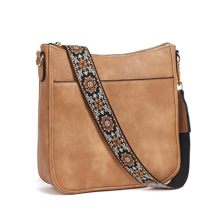 Roberta | Boho Crossbody Bag with Woven Strap and Zip Pocket