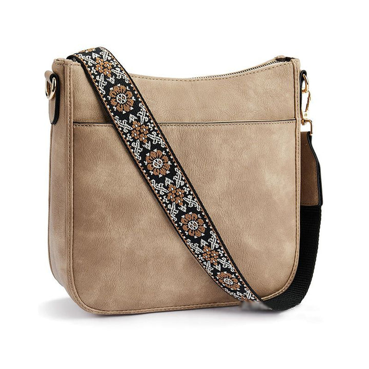 Roberta | Boho Crossbody Bag with Woven Strap and Zip Pocket