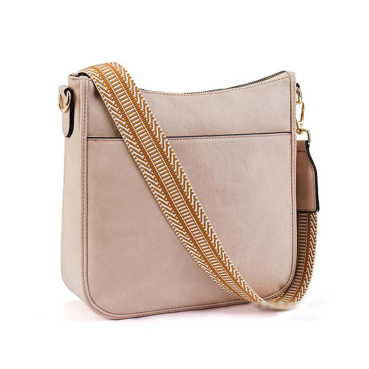 Roberta | Boho Crossbody Bag with Woven Strap and Zip Pocket