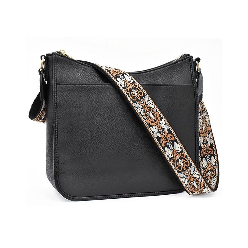 Roberta | Boho Crossbody Bag with Woven Strap and Zip Pocket