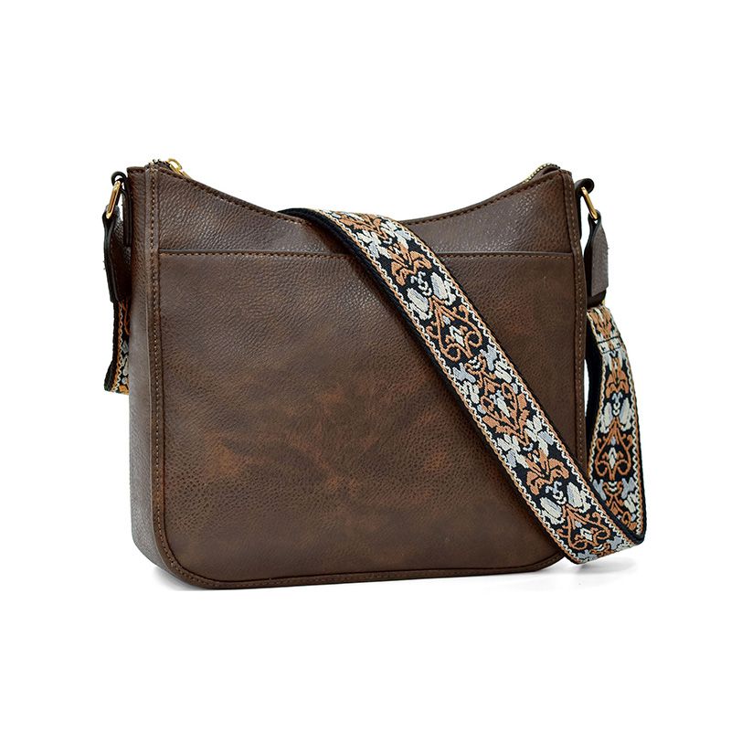 Roberta | Boho Crossbody Bag with Woven Strap and Zip Pocket