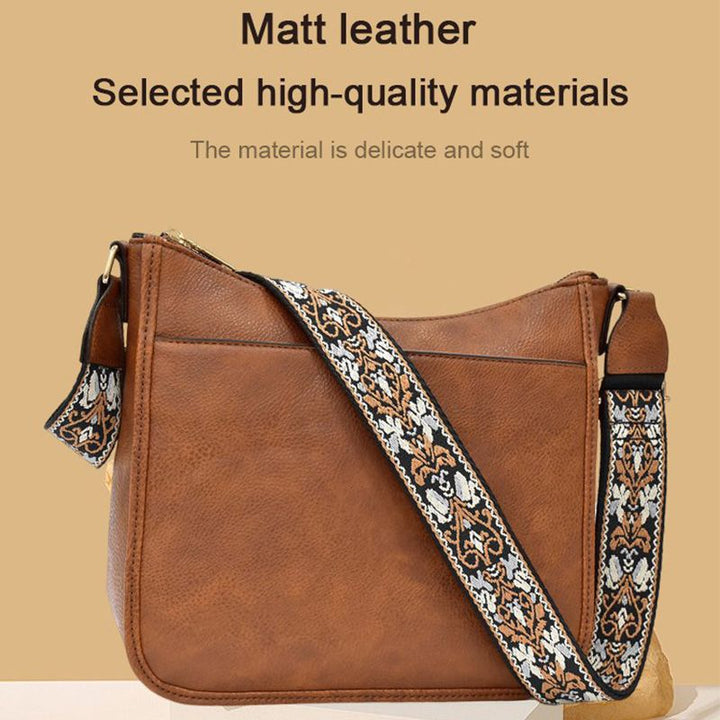 Roberta | Boho Crossbody Bag with Woven Strap and Zip Pocket