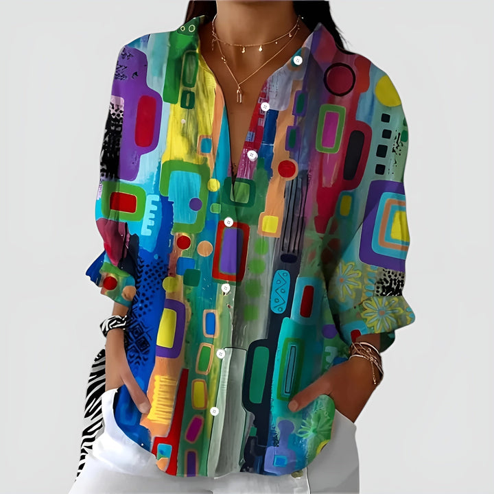 Ava™ bluse med geometrisk mønster