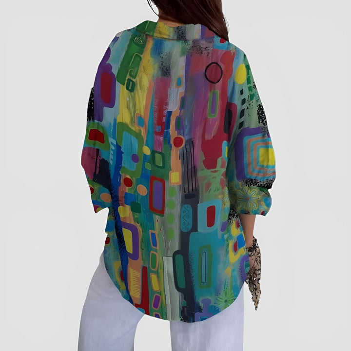Ava™ bluse med geometrisk mønster
