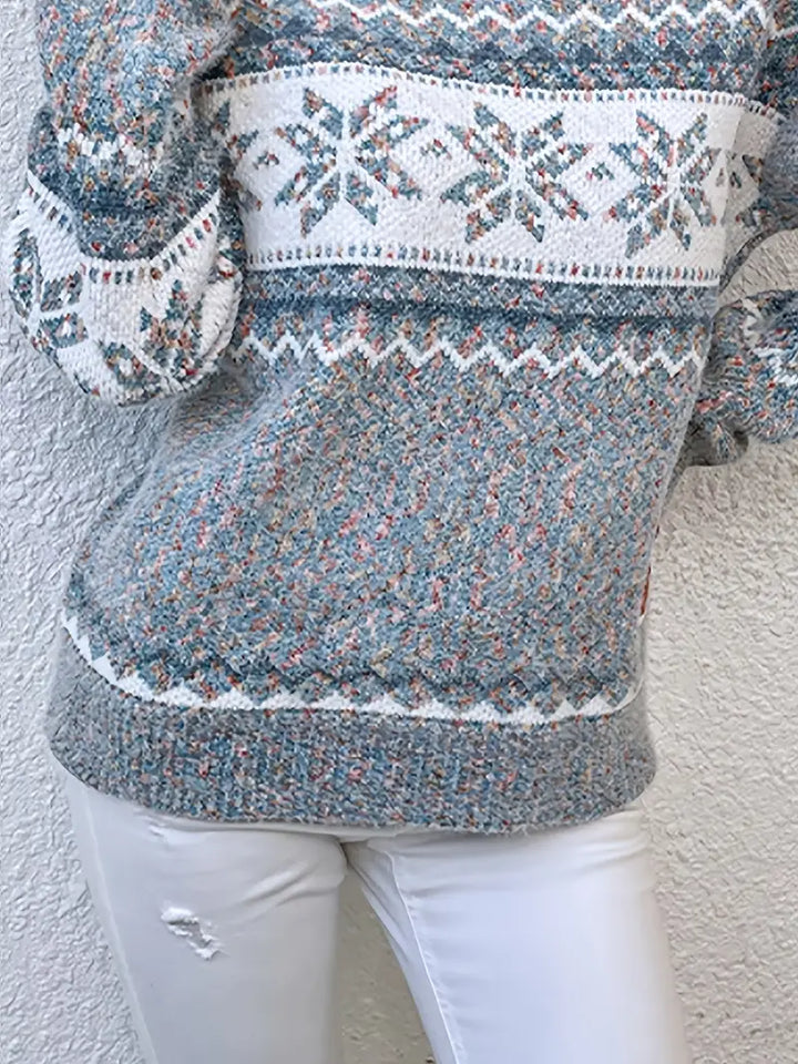 Suéter feminino com punhos canelados, modelagem confortável, estilo versátil, casual para escritório