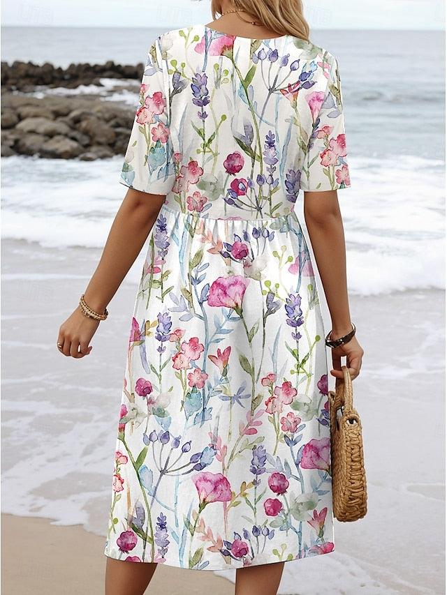 Carlyn | Vestido Midi Floral e Fresco