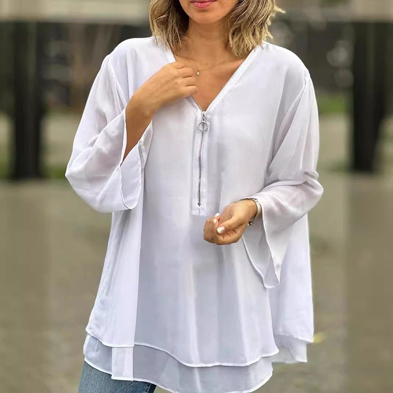 Lorelai | Chiffonbluse med Lynlås
