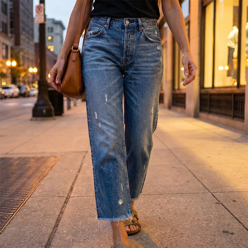 Marnie | Jeans nostalgici da donna cropped a gamba dritta, dalla vestibilità strutturata e dallo stile versatile