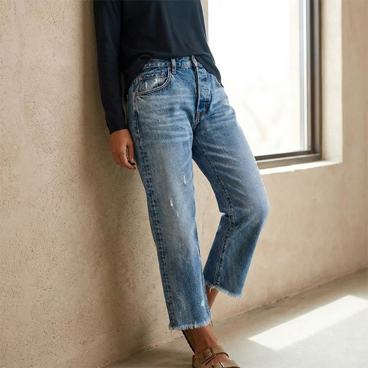Marnie | Jeans nostalgici da donna cropped a gamba dritta, dalla vestibilità strutturata e dallo stile versatile