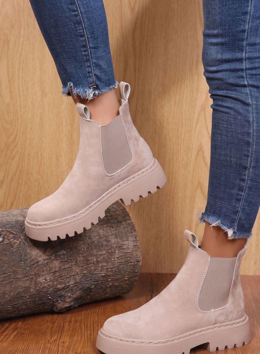 Frieda | Comfortable Chelsea Boots with Platform Sole and Elastic Panel