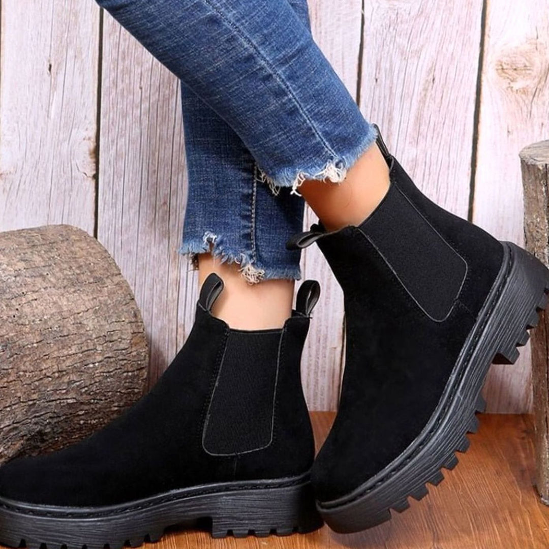 Frieda | Comfortable Chelsea Boots with Platform Sole and Elastic Panel