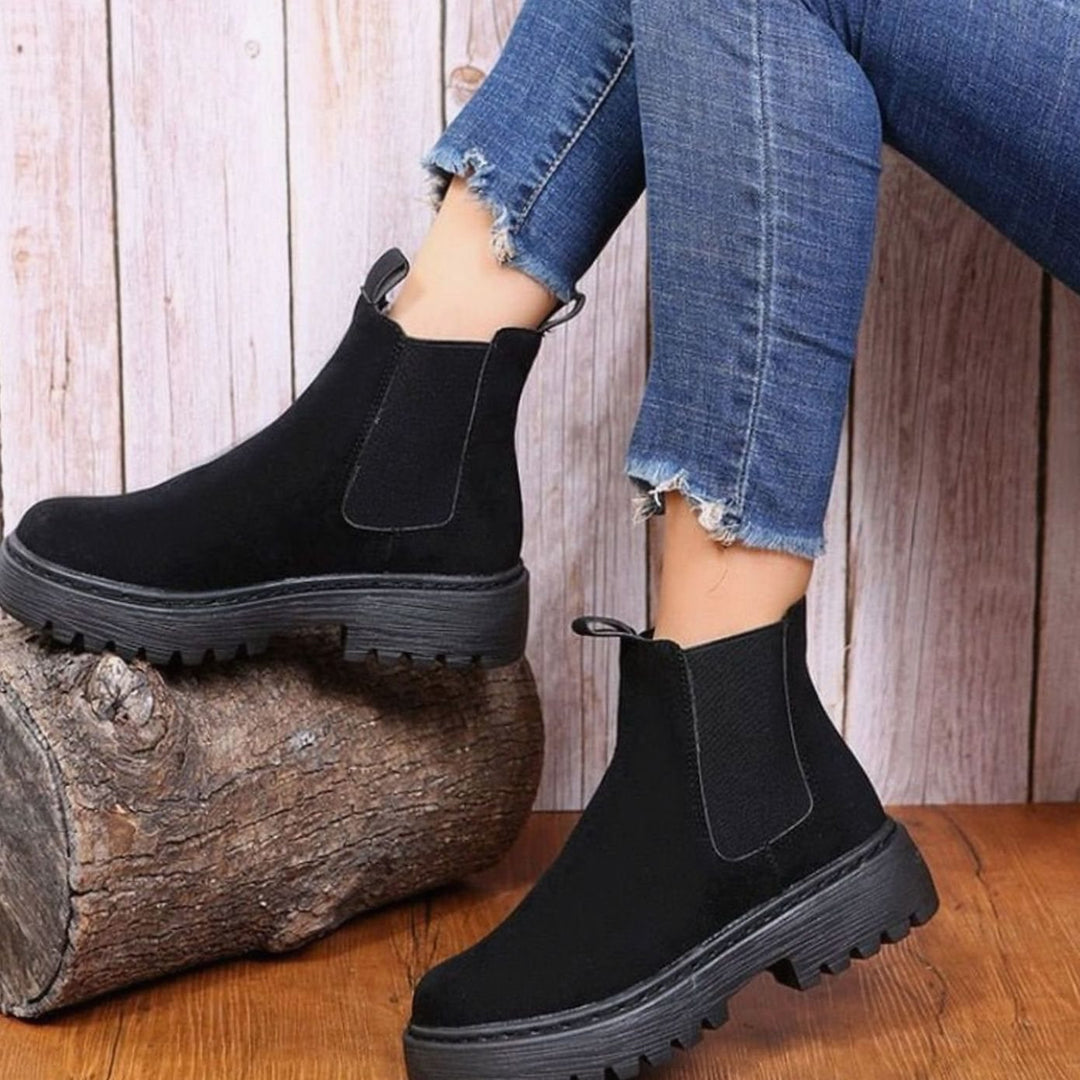 Frieda | Comfortable Chelsea Boots with Platform Sole and Elastic Panel