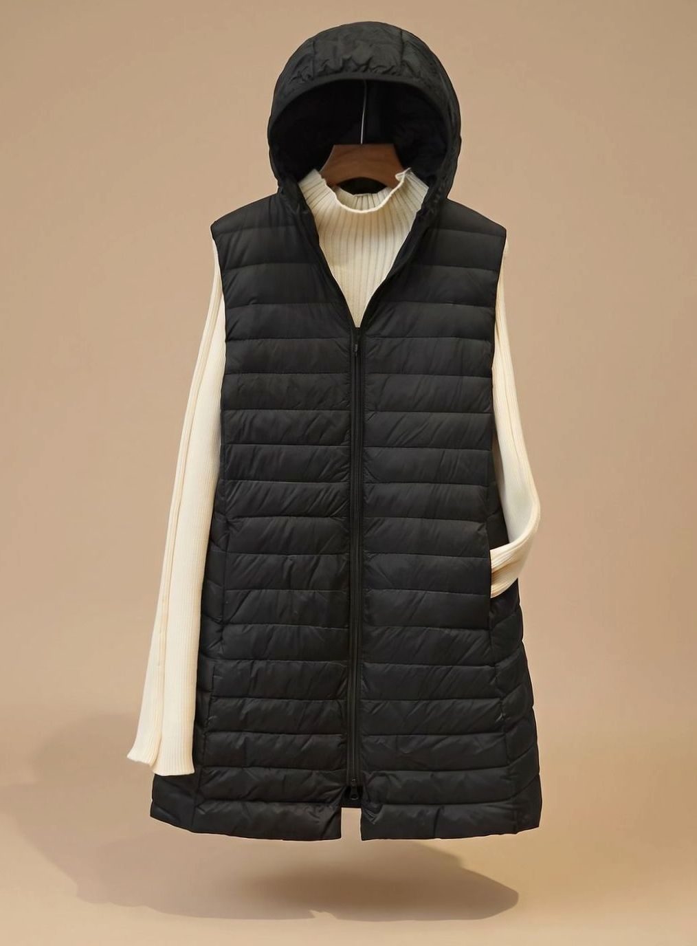 Zenobia | Lightweight Sleeveless Quilted Parka with Down Fill and Integrated Hood