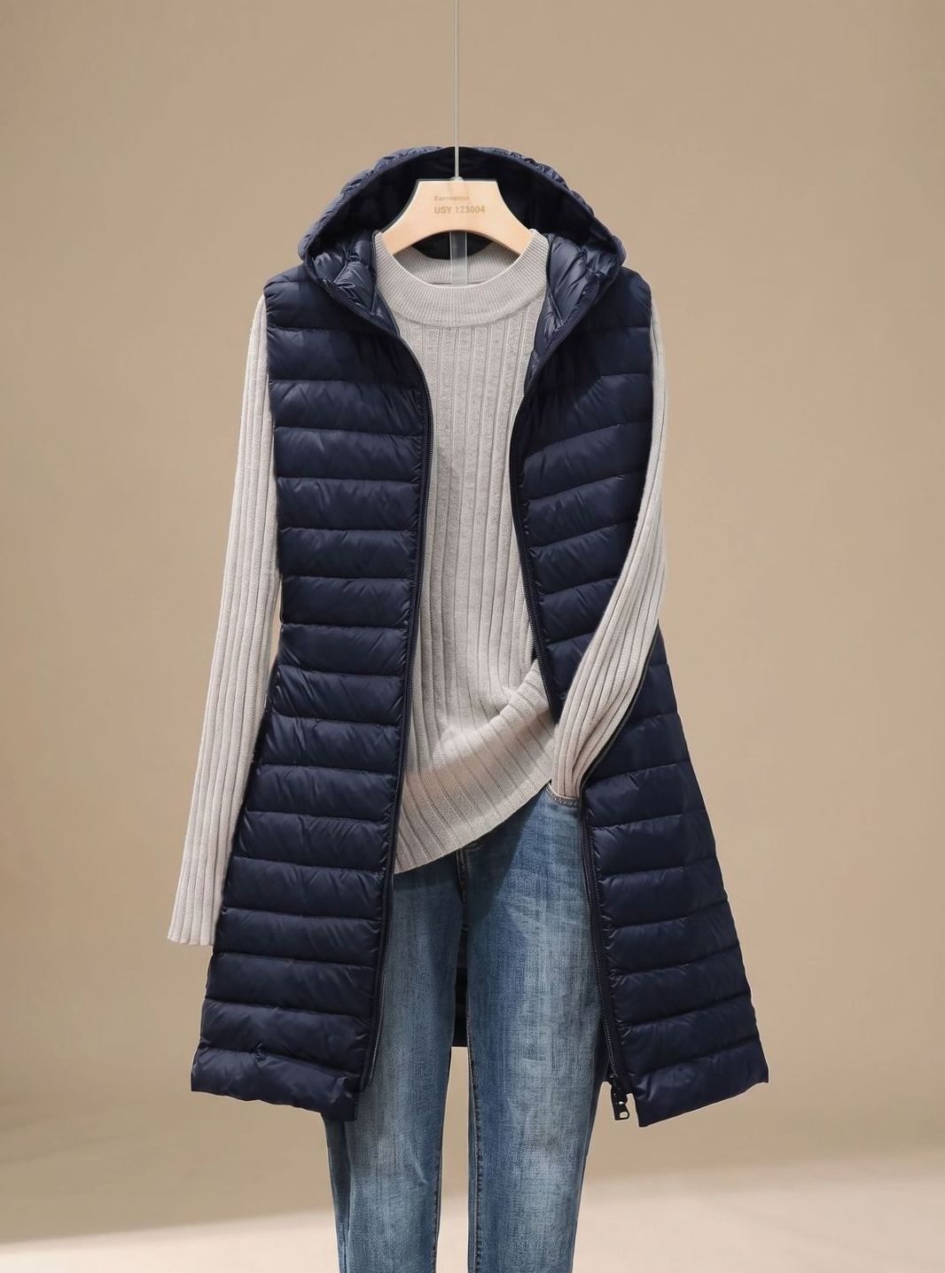 Zenobia | Lightweight Sleeveless Quilted Parka with Down Fill and Integrated Hood